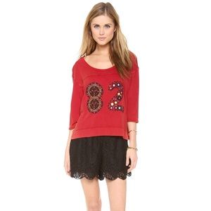 Free People Slouchy Varsity Palm Tee XS